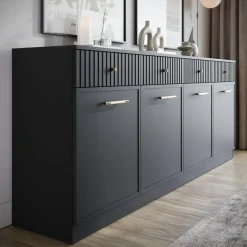 Meubella - Dressoir Dream - Zwart - 200 cm