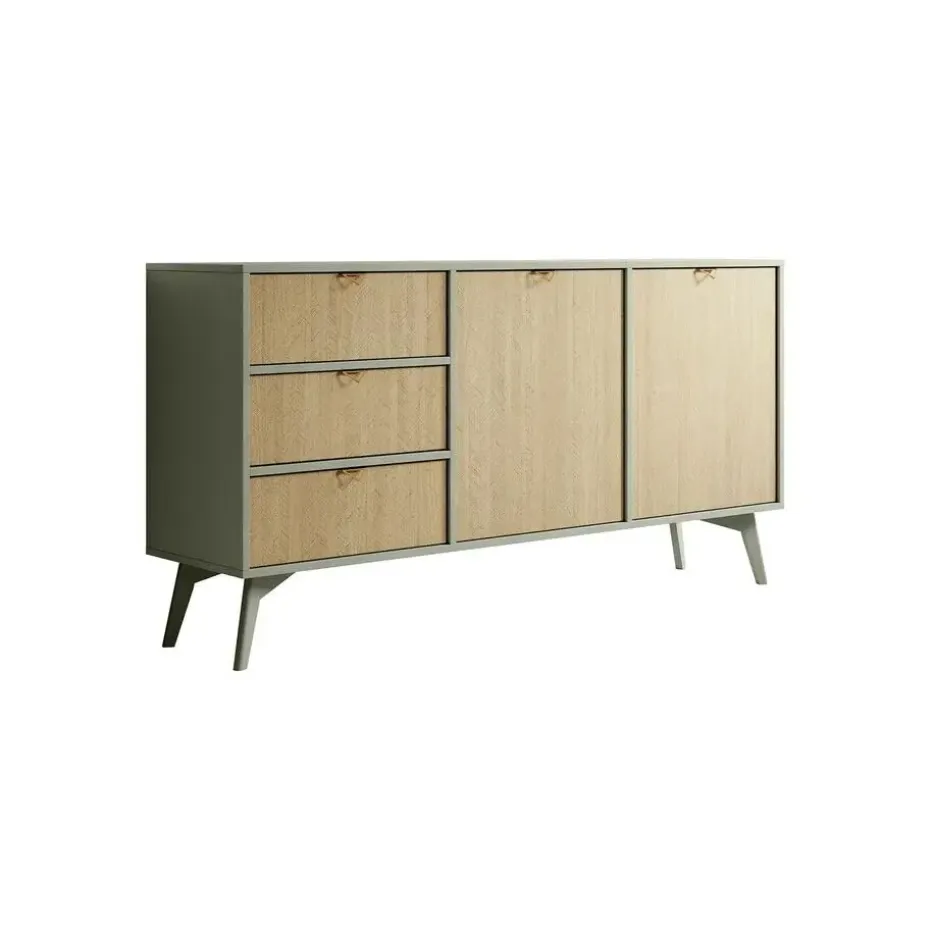 Meubella - Dressoir Essence - Groen - Licht eiken - 158 cm