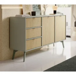 Meubella - Dressoir Essence - Groen - Licht eiken - 158 cm