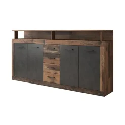 Meubella - Dressoir Lavina - Old wood - Antraciet - 190 cm