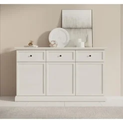 Meubella - Dressoir Leroy - Wit eiken - 146 cm