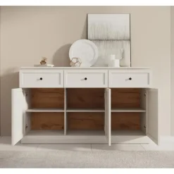 Meubella - Dressoir Leroy - Wit eiken - 146 cm