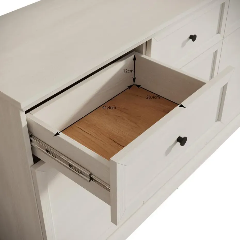 Meubella - Dressoir Leroy - Wit eiken - 146 cm