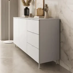 Meubella - Dressoir Malvare - Wit - 150 cm - Met lades