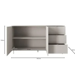 Meubella - Dressoir Malvare - Wit - 150 cm - Met lades