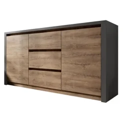 Meubella - Dressoir Monaco - Eiken - Grijs - 140 cm