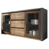 Meubella - Dressoir Monaco - Eiken - Grijs - 140 cm - Met glas