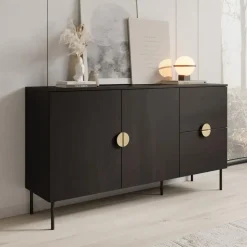 Meubella - Dressoir Monor - Zwart eiken - 160 cm