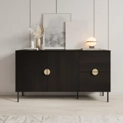 Meubella - Dressoir Monor - Zwart eiken - 160 cm