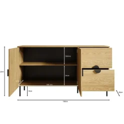 Meubella - Dressoir Monor - Zwart eiken - 160 cm