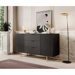 Meubella - Dressoir Nicola - Mat zwart - 150 cm