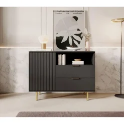 Meubella - Dressoir Nicola - Mat zwart - 107 cm