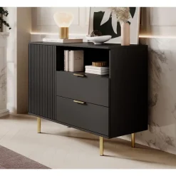 Meubella - Dressoir Nicola - Mat zwart - 107 cm