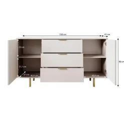 Meubella - Dressoir Nicola - Beige - 150 cm