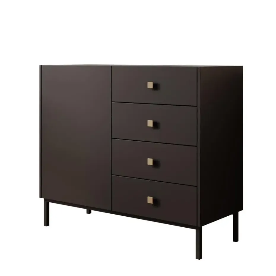Meubella - Dressoir Norment - Zwart - 100 cm