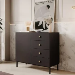 Meubella - Dressoir Norment - Zwart - 100 cm