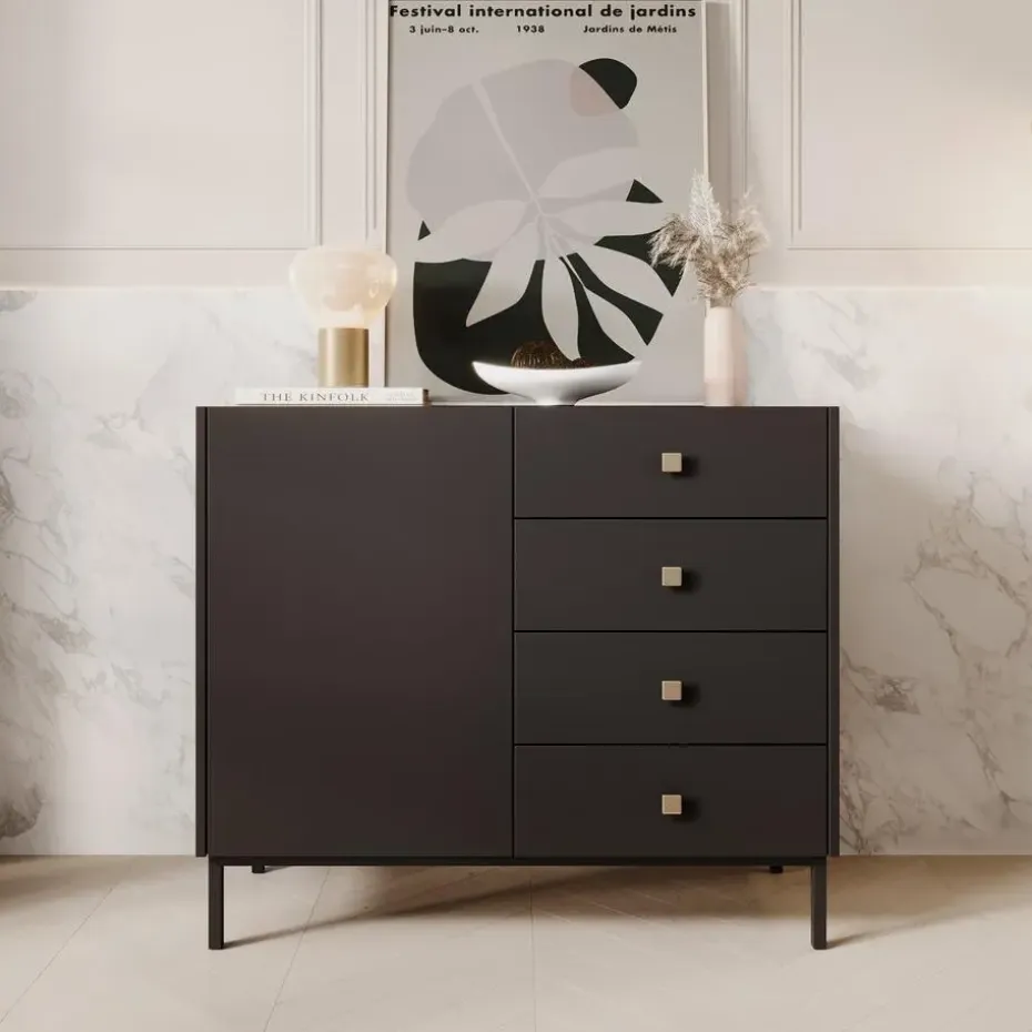Meubella - Dressoir Norment - Zwart - 100 cm