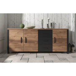 Meubella - Dressoir Olivia - Zwart - Eiken - 192 cm