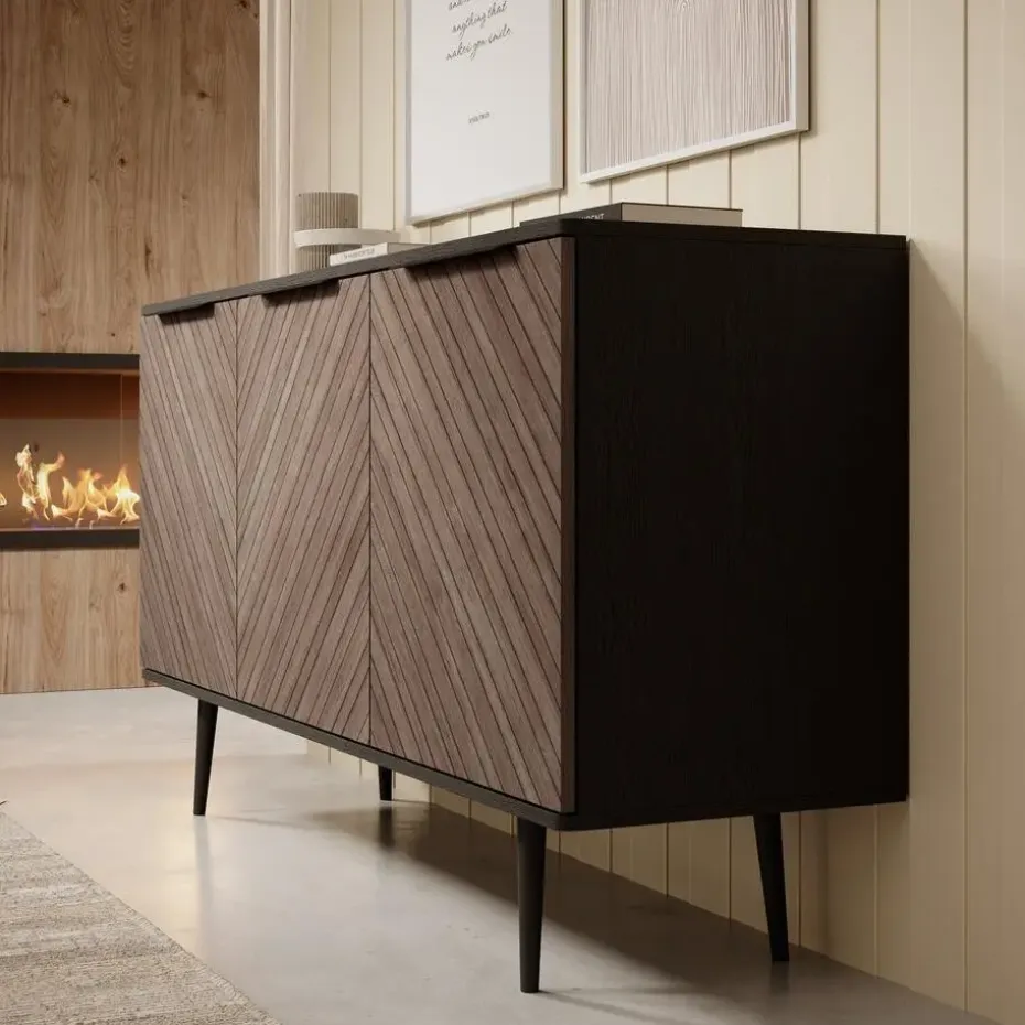 Meubella - Dressoir Pedro - Donker eiken - Zwart eiken - 150 cm