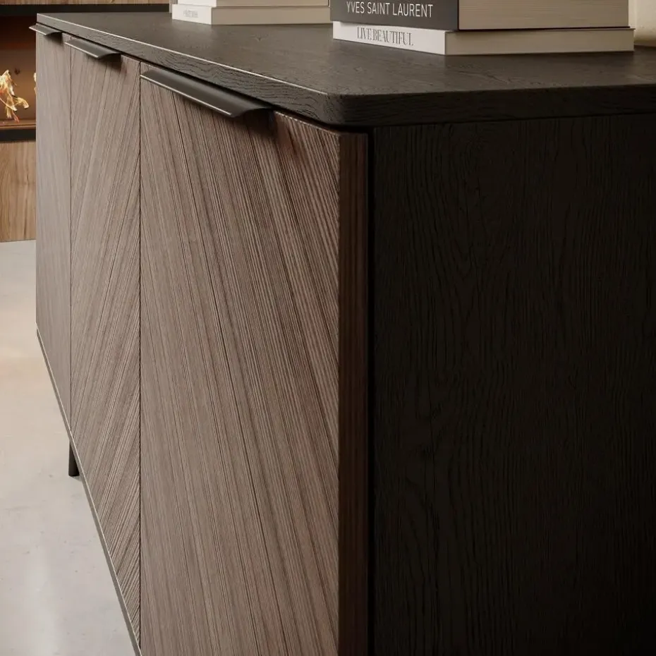 Meubella - Dressoir Pedro - Donker eiken - Zwart eiken - 150 cm