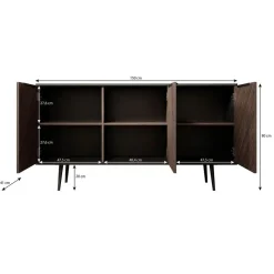 Meubella - Dressoir Pedro - Donker eiken - Zwart eiken - 150 cm