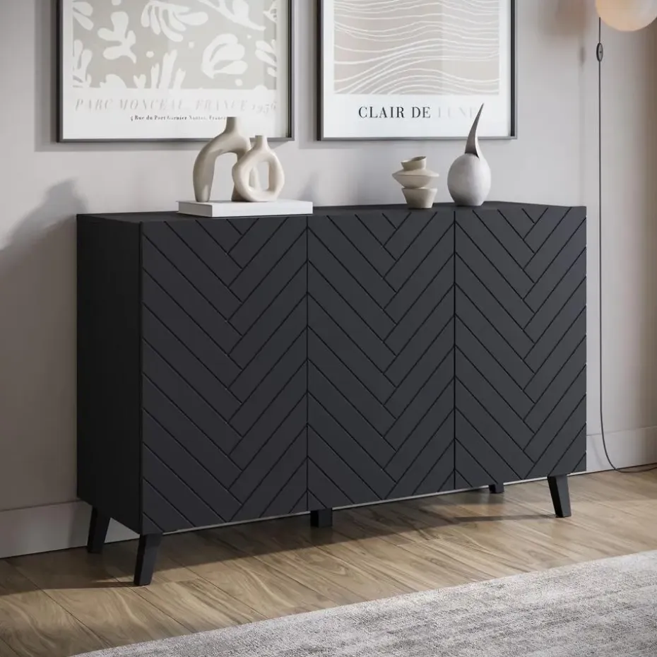 Meubella - Dressoir Pulse 3 - Zwart - 120 cm