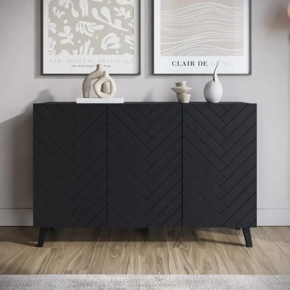 Meubella - Dressoir Pulse 3 - Zwart - 120 cm