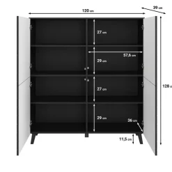 Meubella - Dressoir Pulse - Zwart - 120 cm