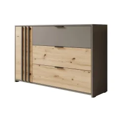 Meubella - Dressoir Roma - Grijs - Eiken - 125 cm