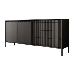 Meubella - Dressoir Saran - Mat zwart - 187 cm
