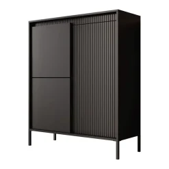 Meubella - Dressoir Saran - Mat zwart - Hoog - 104 cm