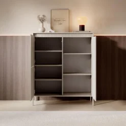 Meubella - Dressoir Saran - Beige - Hoog - 104 cm