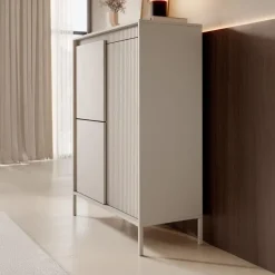 Meubella - Dressoir Saran - Beige - Hoog - 104 cm