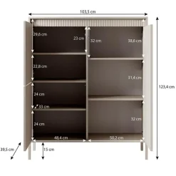 Meubella - Dressoir Saran - Beige - Hoog - 104 cm