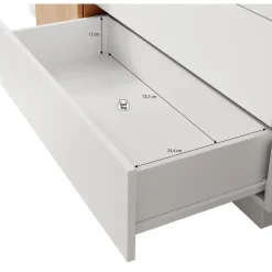 Meubella - Dressoir Three - Wit - Eiken - 160 cm