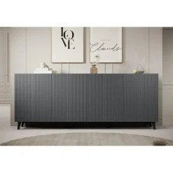 Meubella - Dressoir Vintar - Antraciet - 200 cm