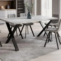 Meubella - Eetkamertafel Berry - Betonlook - 160 cm