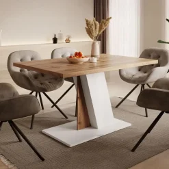 Meubella - Eetkamertafel Brand - Eiken - Wit - 138 cm