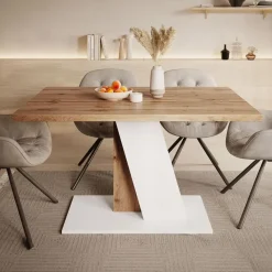 Meubella - Eetkamertafel Brand - Eiken - Wit - 138 cm