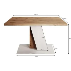 Meubella - Eetkamertafel Brand - Eiken - Wit - 138 cm