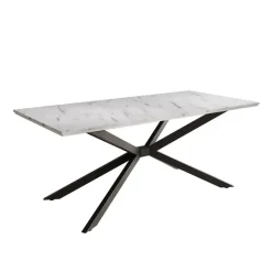 Meubella - Eetkamertafel Faithley - Wit marmerlook - 190 cm