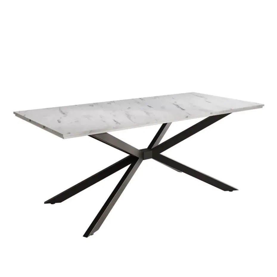 Meubella - Eetkamertafel Faithley - Wit marmerlook - 190 cm