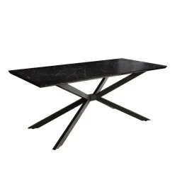 Meubella - Eetkamertafel Faithley - Zwart marmerlook - 190 cm