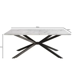 Meubella - Eetkamertafel Faithley - Zwart marmerlook - 190 cm