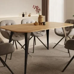 Meubella - Eetkamertafel Flix - Eiken - 160 cm - Uitschuifbaar