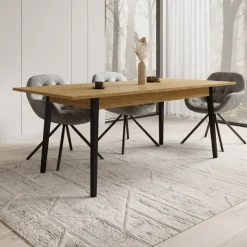 Meubella - Eetkamertafel Monor - Eiken - 200 cm - Uitschuifbaar