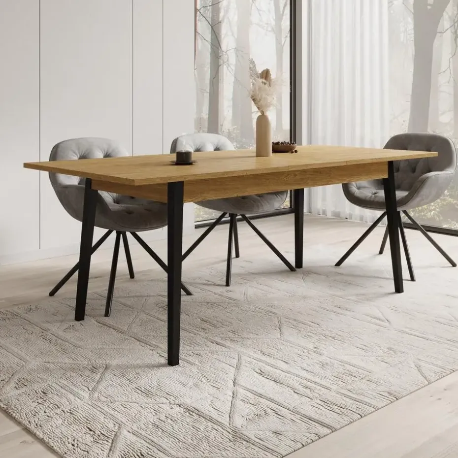 Meubella - Eetkamertafel Monor - Eiken - 200 cm - Uitschuifbaar