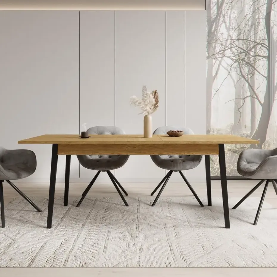 Meubella - Eetkamertafel Monor - Eiken - 200 cm - Uitschuifbaar