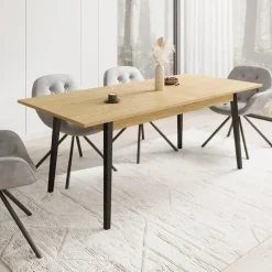 Meubella - Eetkamertafel Monor - Eiken - 200 cm - Uitschuifbaar