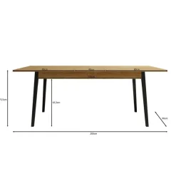 Meubella - Eetkamertafel Monor - Eiken - 200 cm - Uitschuifbaar